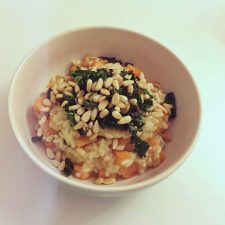 Butternut Squash and Sage Risotto with Roasted Kale and Pine Nuts