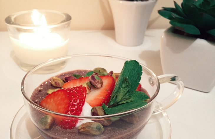 Cherry Chia Pudding with Pistachios