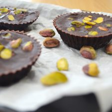 Dark Chocolate Raspberry Rhubarb Cashew Butter Cups
