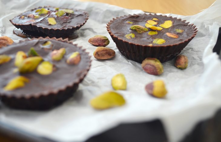 Dark Chocolate Raspberry Rhubarb Cashew Butter Cups