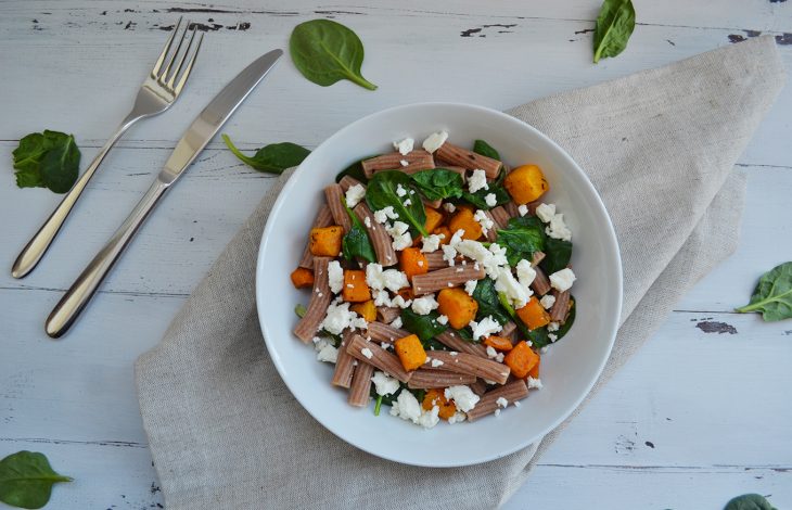 Roasted Butternut Squash & Spinach Spelt Rigatini