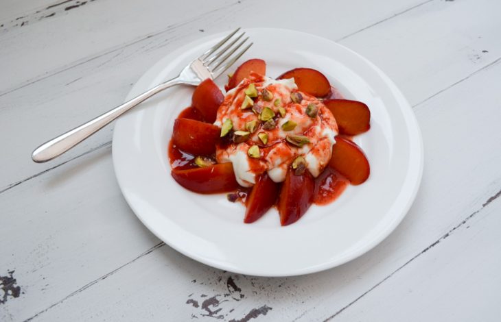 Blood Orange & Maple Poached Plums